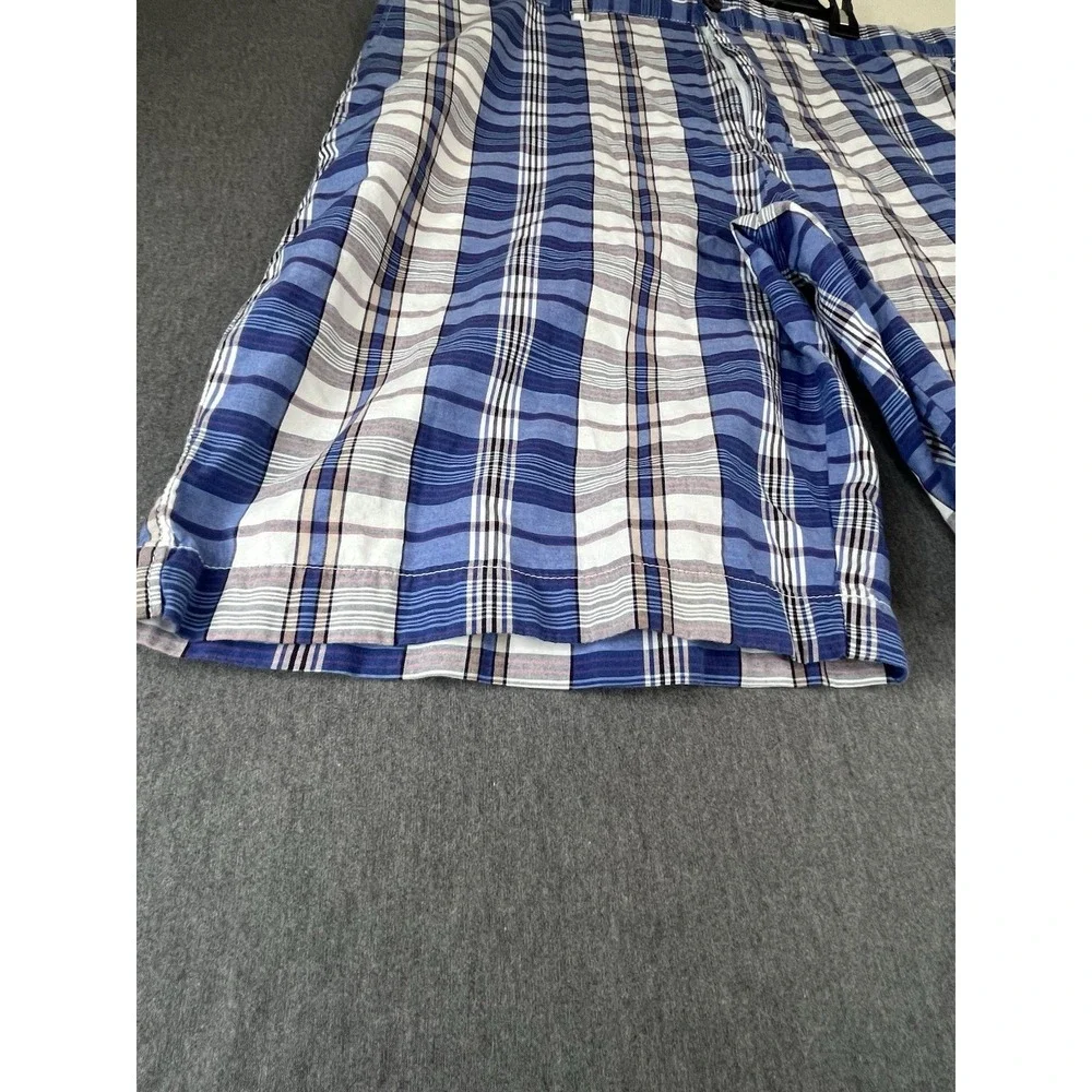 Banana Republic Mens Plaid Shorts Size 36 Cotton Blue Casual Flat Front